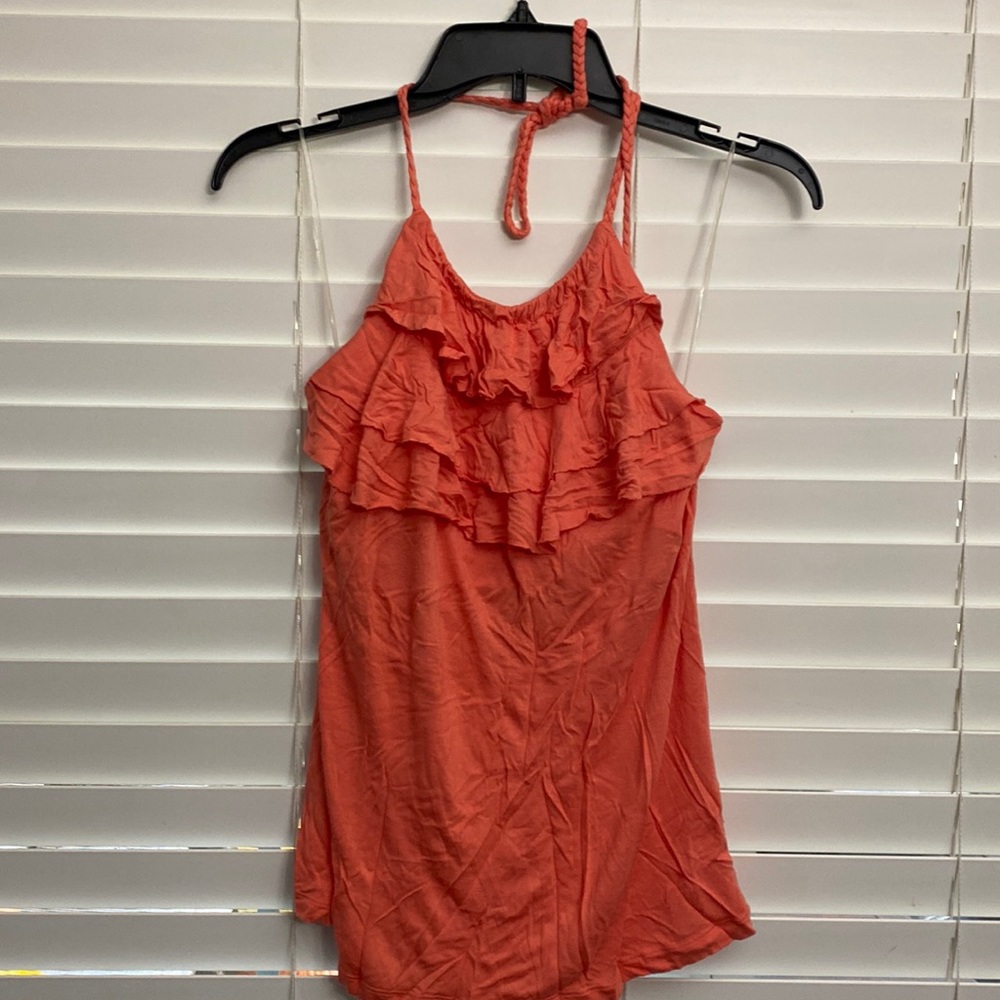 Banana Republic coral/orange halter top with braided detail size medium